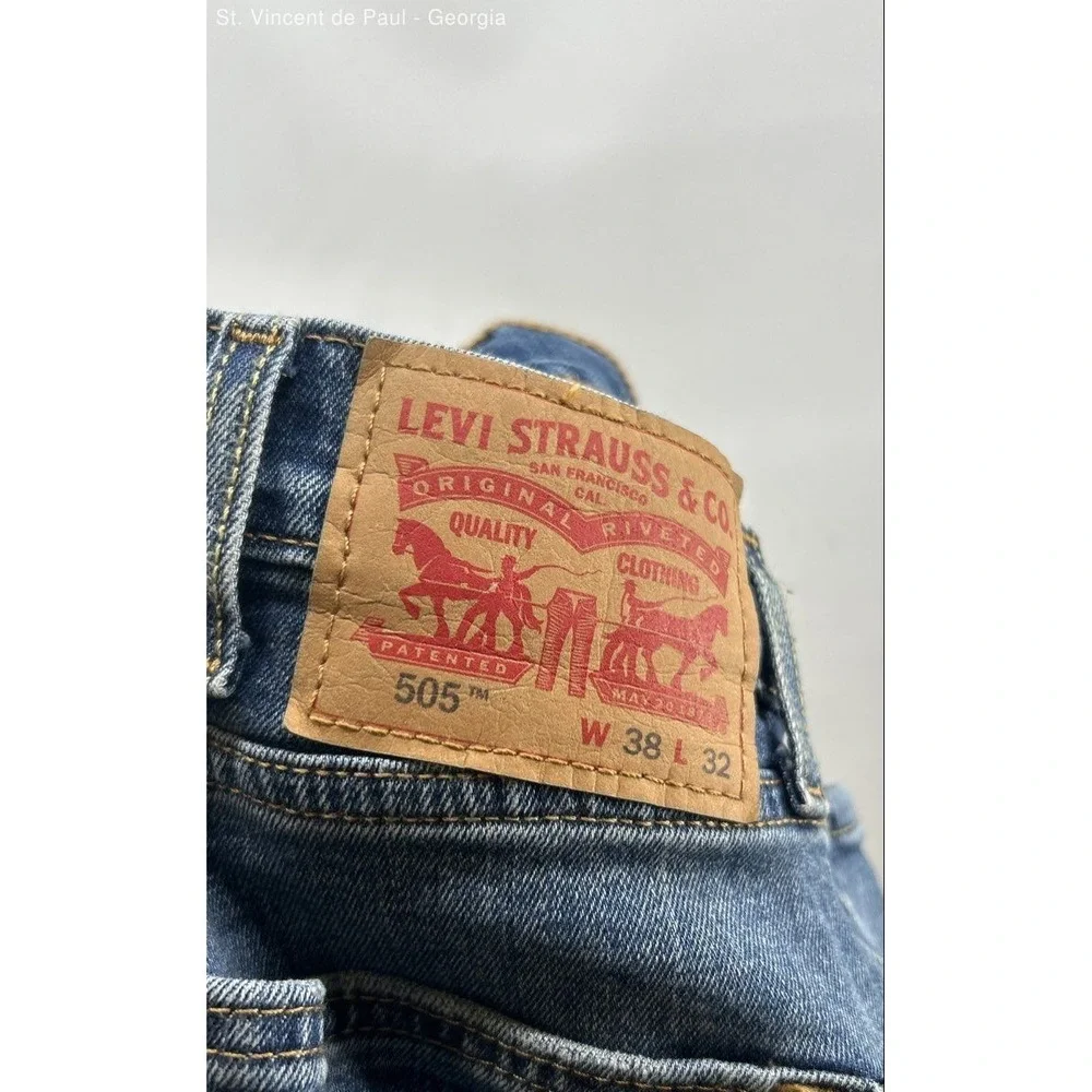Levi's 505 Regular Fit Straight Leg Jeans 38x32 Blue Medium Wash